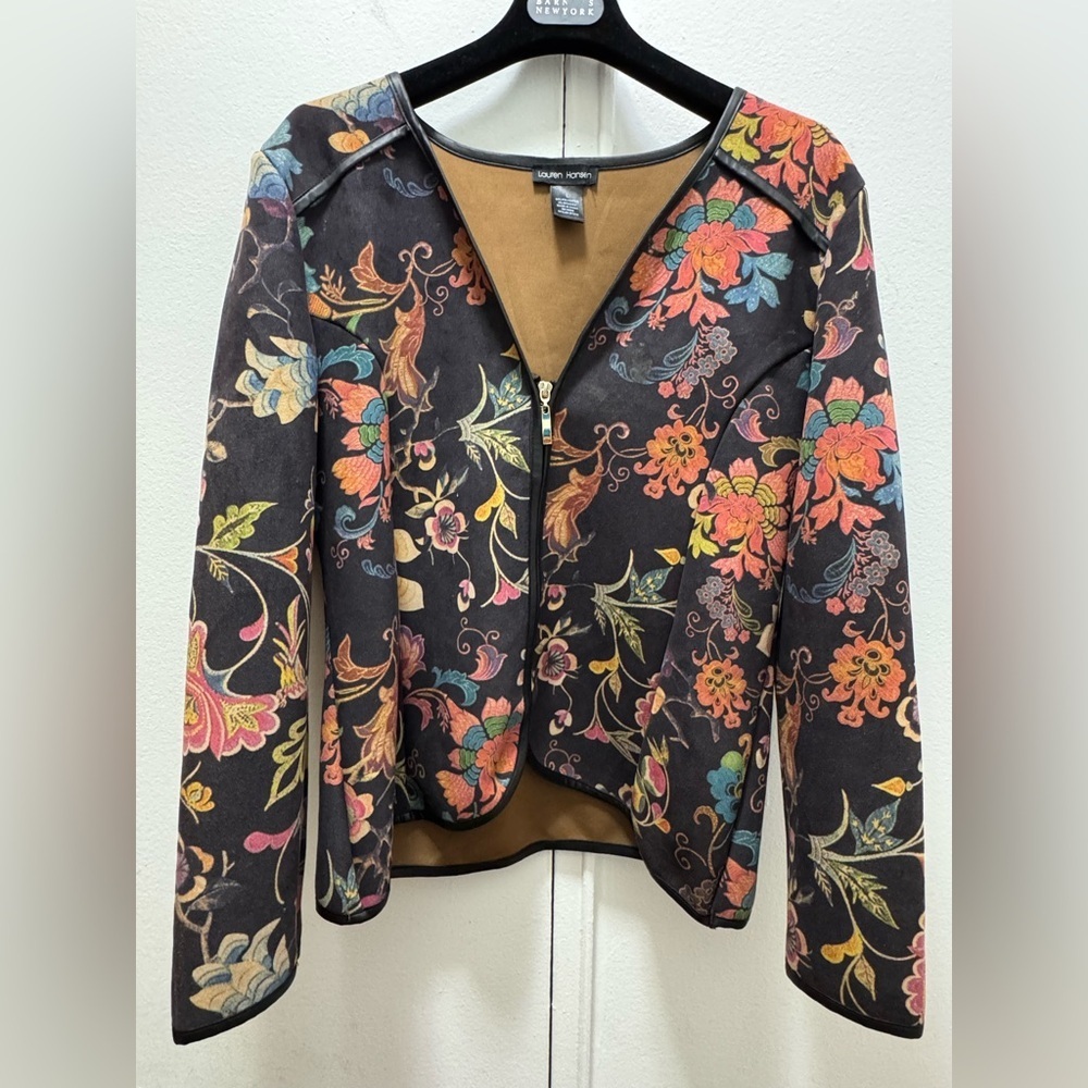 Lauren Hansen Blazer Jacket Colorful Floral Zip Festival Large